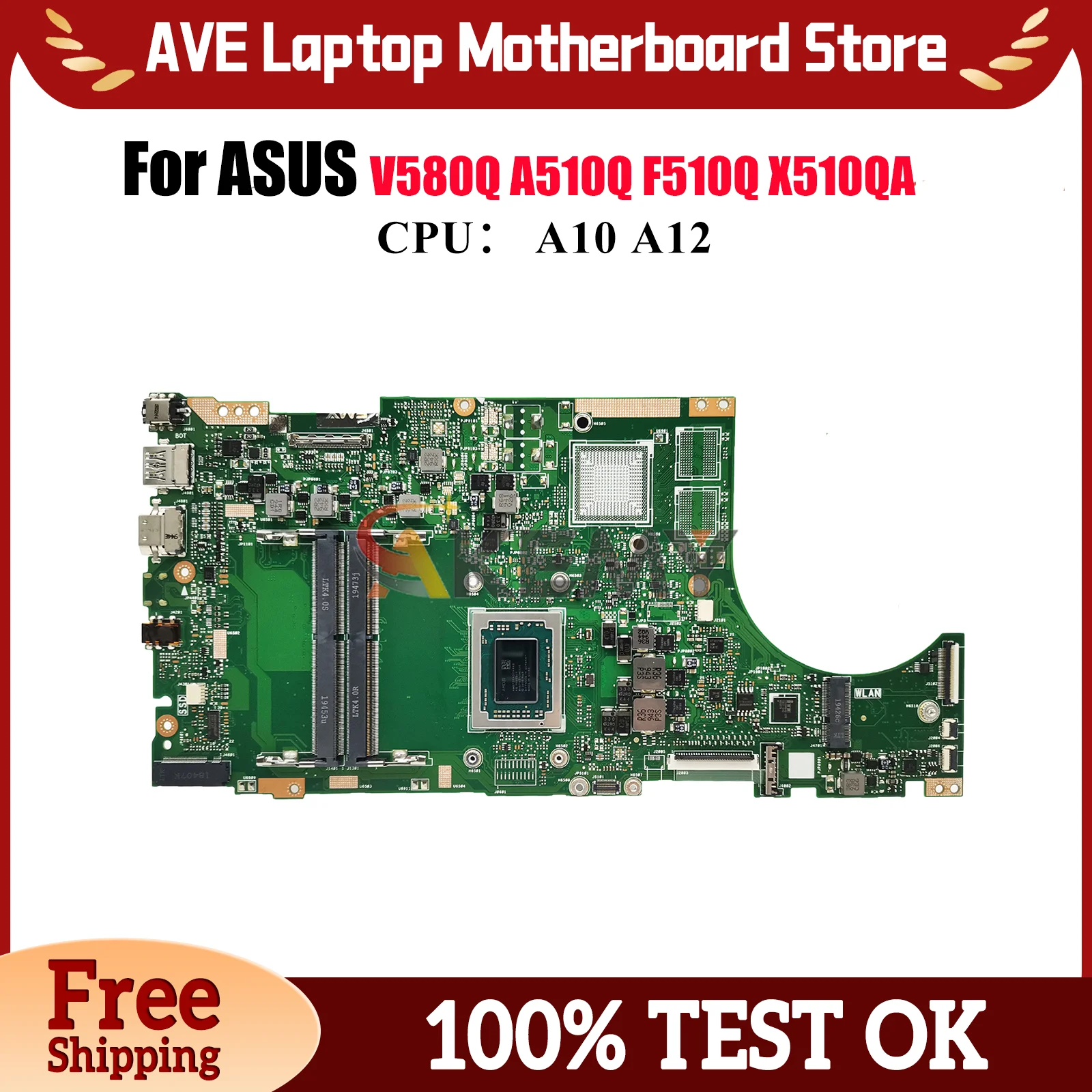 

X510QR Материнская плата для ноутбука ASUS VivoBook X510QA V580Q F510Q A510Q X510QR X510Q Материнская плата с процессором A10 A12 100% tests OK stk