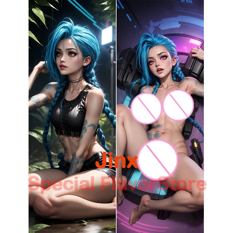 

Dakimakura anime Jinx (Leangue Of Legend) Double-sided Print Life-size body pillows cover Adult pillowcase