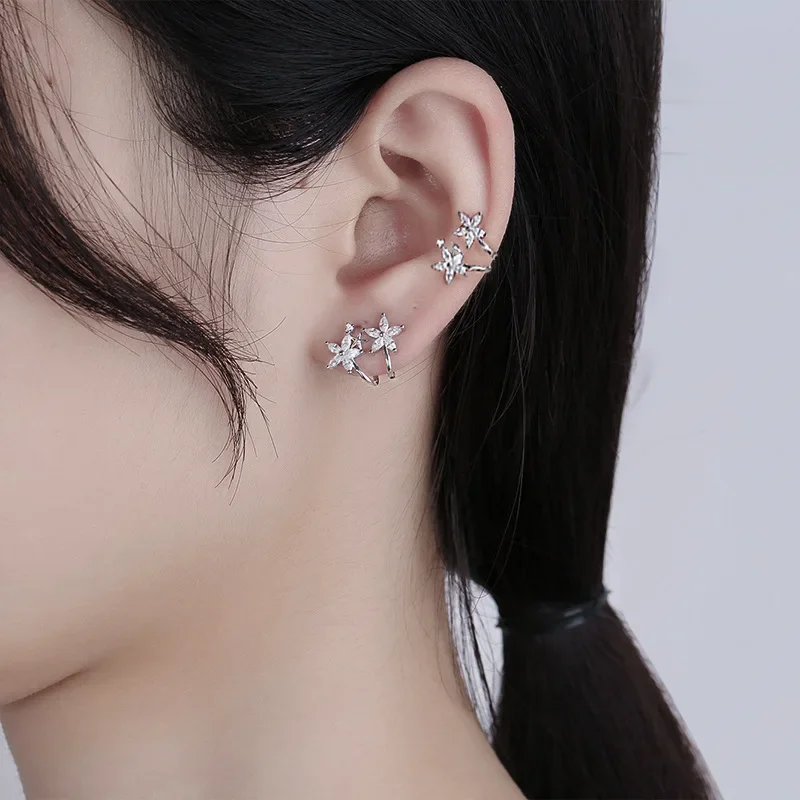 Ein Mädchen 1 Stücke Ohr Manschette Clips Auf Ohrringe Für Frauen Mädchen Ohne Piercing Ohrringe Clip Ohrringe Blume Kristall Schmuck