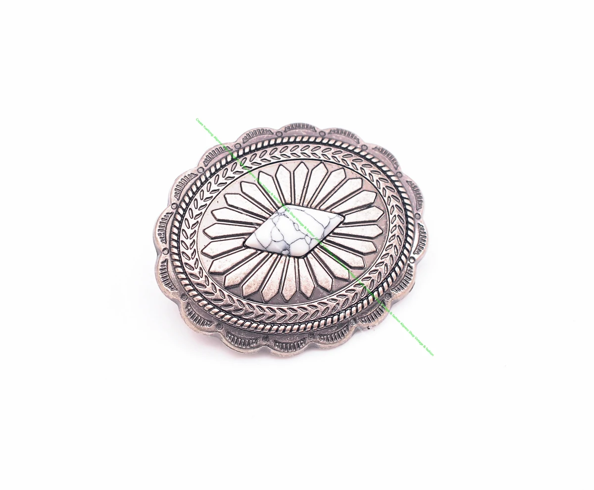 Dw2336 6pcs antikes Silber indische ethnische Sonnenblume Türkis Western Concho Gürtel Leder handwerk Handtasche oval Concho Knopf Dekor – Detail 7