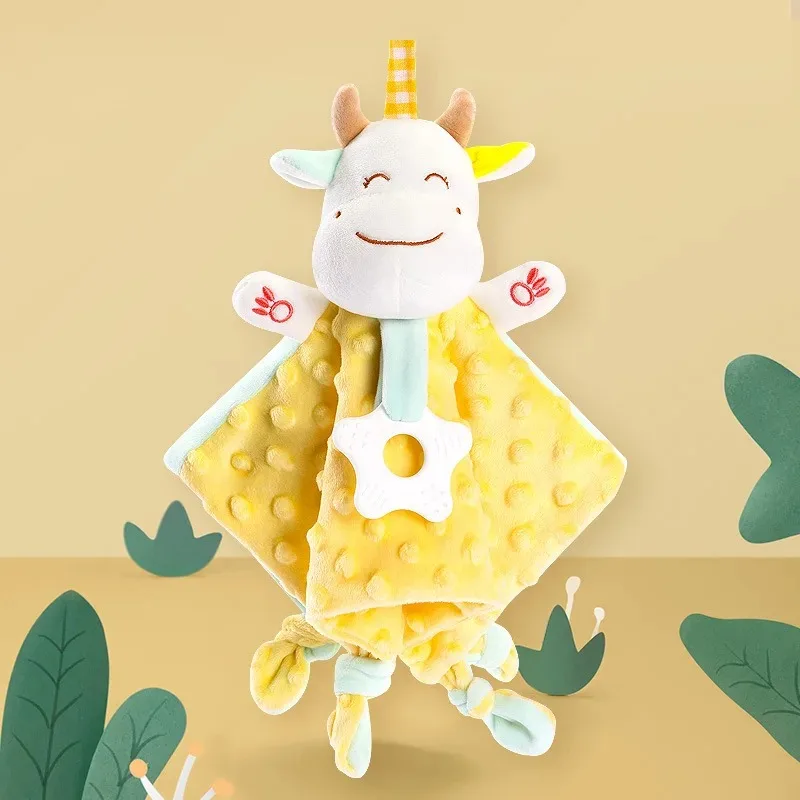 Coperta trapuntata per bambini Coperta di sicurezza per animali ripieni di peluche per neonati - Asciugamano lenitivo / Bambole che dormono per neonati in morbido peluche