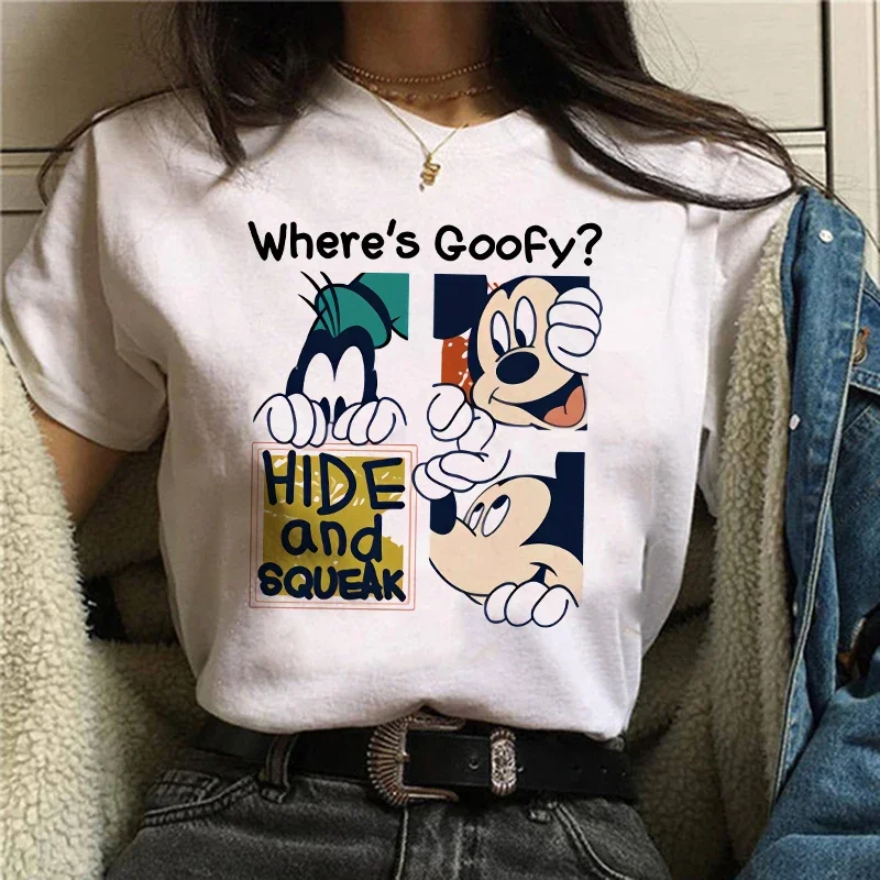 90s Y2k Mickey Print T-shirts for Women Fashion Minnie Mouse T Shirt Streetwear Female Clothes Kawaii Disney Tshirt