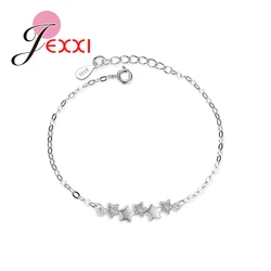 New Arrival Cute Stars Micro Paved Crystals 925 Sterling Silver Link Chains Bracelets For Women Femme Wedding Engagement