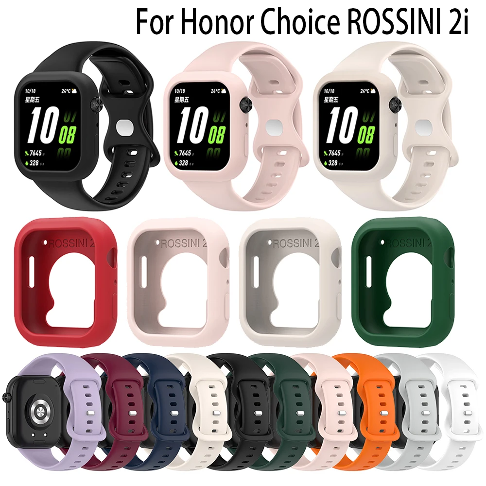 Pulseira de silicone para relógio Honor Choice ROSSINI 2i, pulseira de substituição para smartwatch, acessórios para pulseira e estojo.