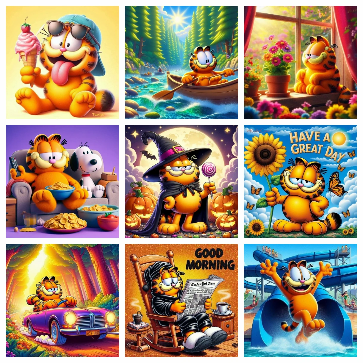 

Cartoon Cute Garfield 5D DIY Full Round Diamond Painting Home Living Room Bedroom Bar Aesthetic Decoration Child's Gift