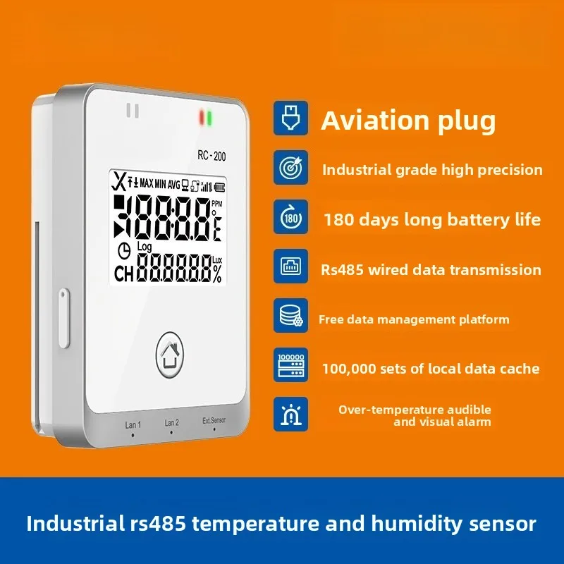 RC-200 Temperature Humidity Recorder RS485 Wall Mounted Industrial Data Logger Sensor Multi Channel Modbus IP54