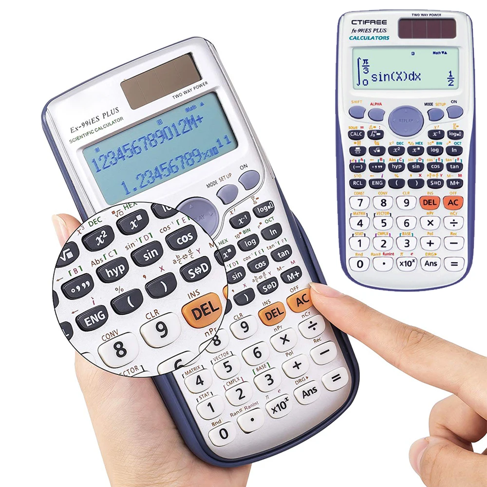 Original Scientific Calculator 417 Functions Engineering For College and Business Office Battery