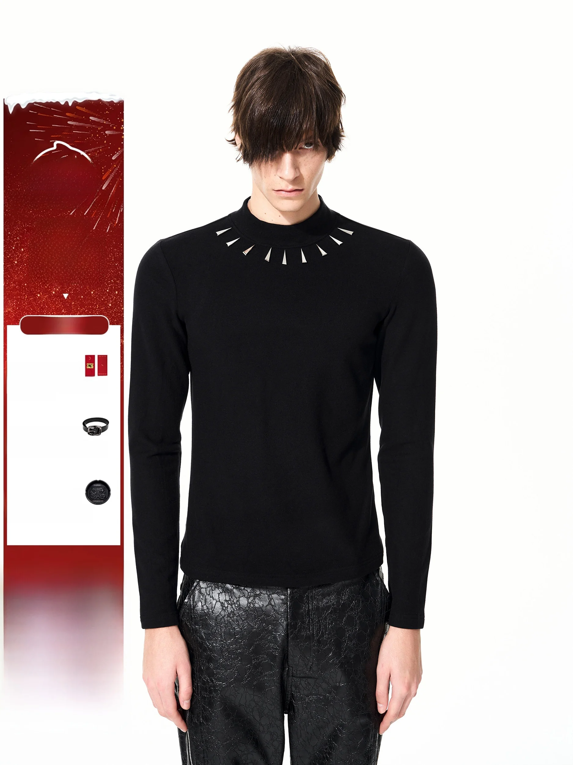 

Мужская термофутболка StarTexceedend с длинным рукавом, облегающая, с высоким воротником, из немецкого бархата, для ношения под одеждой, черная