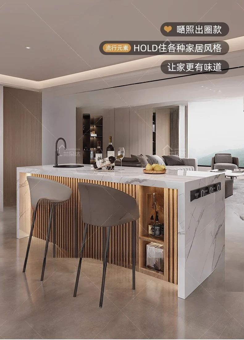 Cream Wind Rock Slab, Kitchen, Island Table, Dining Table, Tea Table, Bar, Integrated Light Luxury Partition, Multi-functional M