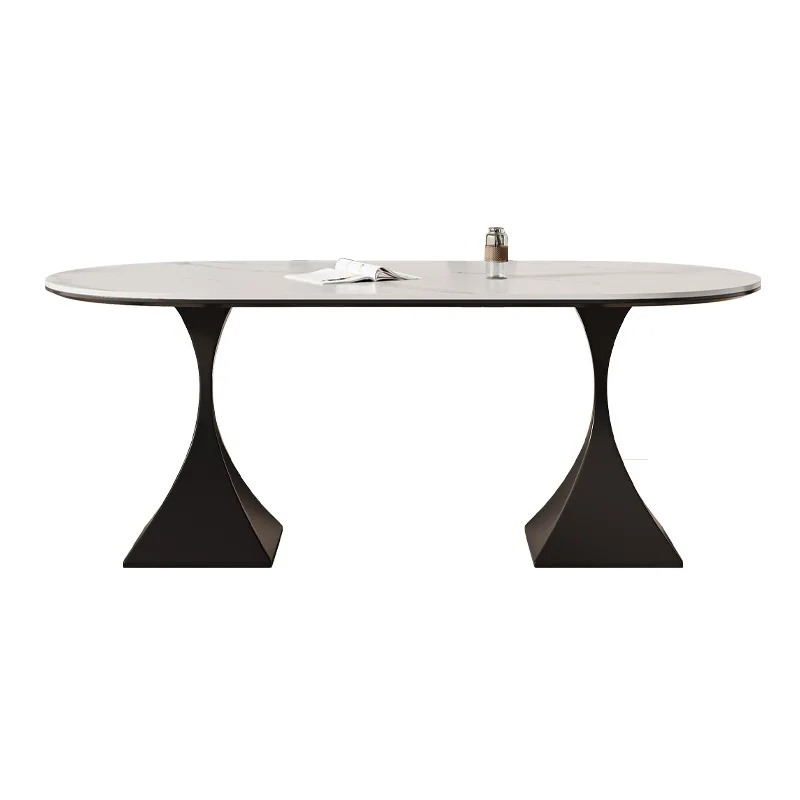 

#Modern Luxury Oval Sintered Stone Dining Table with Metal Base 6 Seater Dining Room Furniture for Home Restaurant Hotel