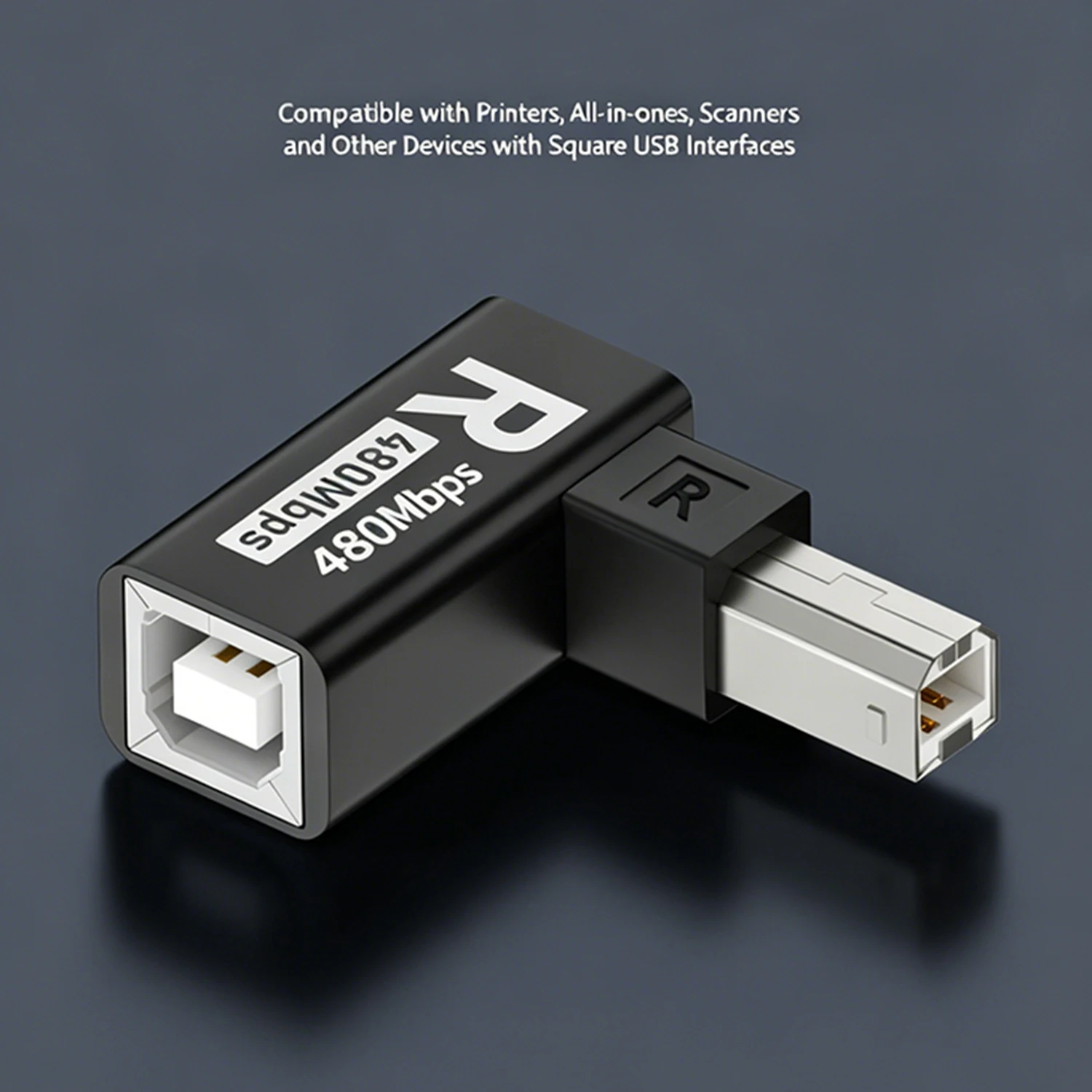 USB 2.0 Type-B Male to B Female Extension Adapter Connector Left Right up Down Angle Printer Scanner MIDI Extender Electric Piao