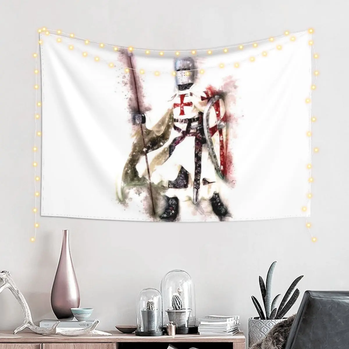 

Dominating Templar Shield Cross Spear Medieval Warrior Armor Tapestry Mushroom Tapestry