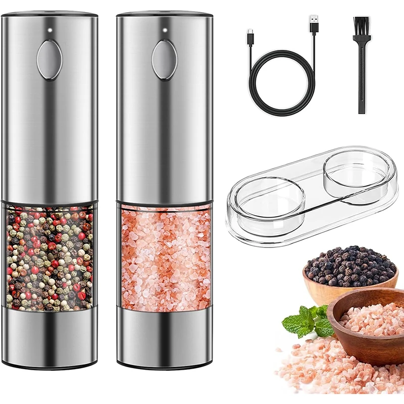 Elektrische Pfeffermühle Automatische Salz Und Pfeffermühle USB Aufladbare Einstellbare Grobheit Gewürzmühle Küche Gadget Werkzeuge