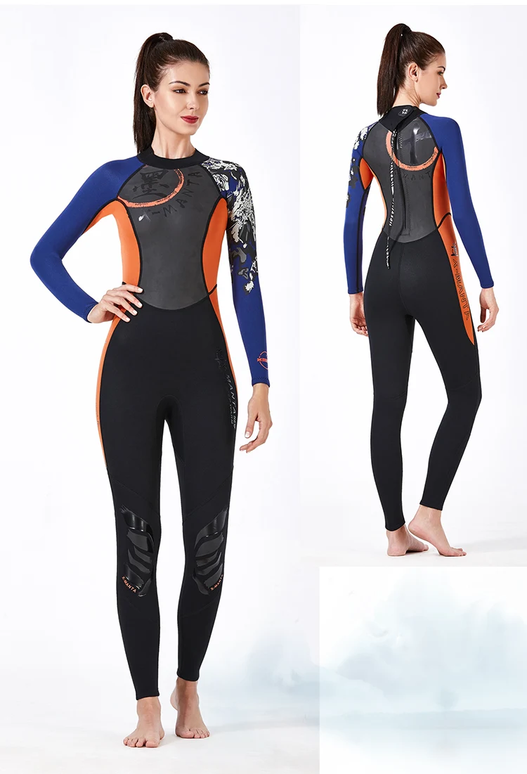 Women's 3mm Neoprene One Piece Wetsuit Long Sleeve Full Body Diving Swimming Surf Scuba Wet Suits Warm Rash Guard Swimsuit