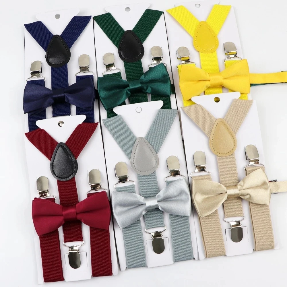 เด็ก Suspenders Bowtie แฟชั่นเด็ก Bow Tie ชุดเด็กวงเล็บหญิงปรับ Suspenders เด็กงานแต่งงานอุปกรณ์เสริม