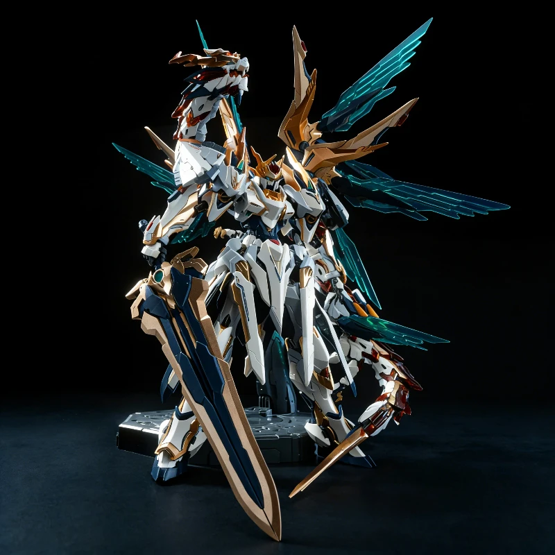 ชุดประกอบโมเดลหุ่นยนต์โครงกระดูกโลหะผสมจักรพรรดิหวง 1/100 ของเล่นแอ็คชั่นฟิกเกอร์พร้อมมังกรเทพ ของตกแต่งโต๊ะทำงาน ของขวัญสำหรับเด็กผู้ชาย