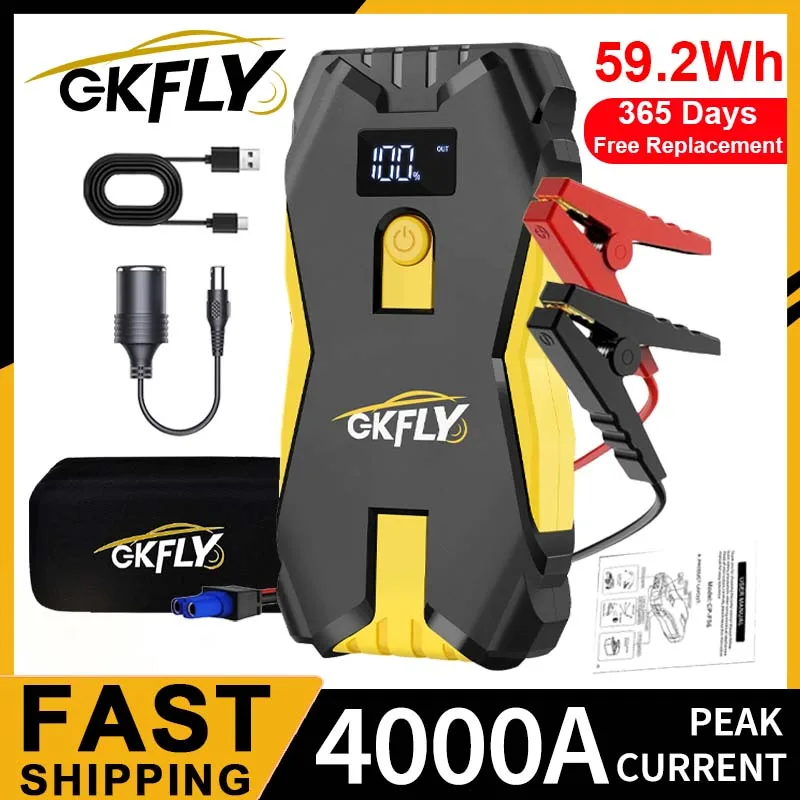GKFLY démarreur de saut de voiture 3000A/4000A dispositif de démarrage Portable essence Diesel 12V batterie externe Portable chargeur de batterie de voiture Buster