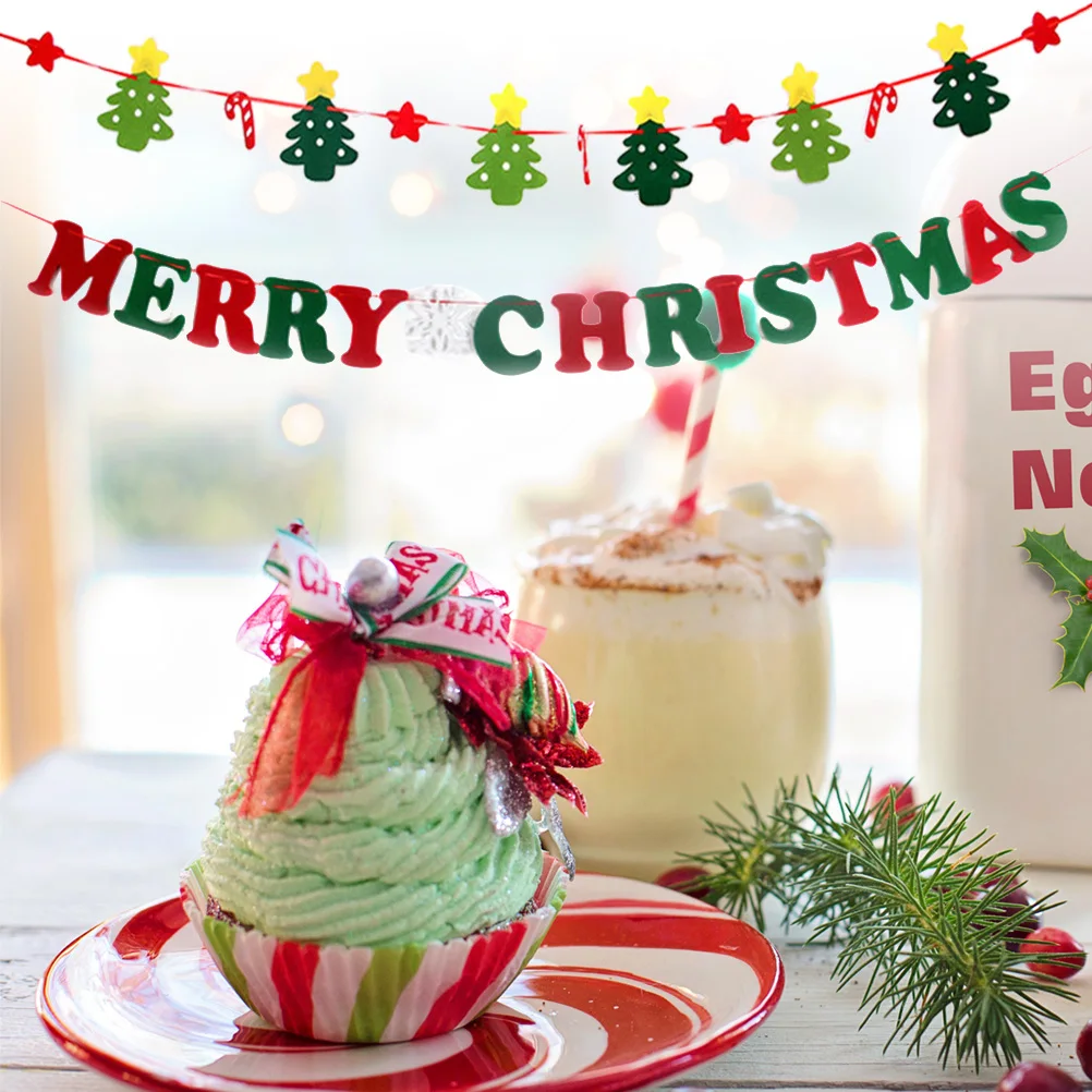 

Garland Non-woven Christmas Flag Decorations Banner Artificial Tree Merry Letter