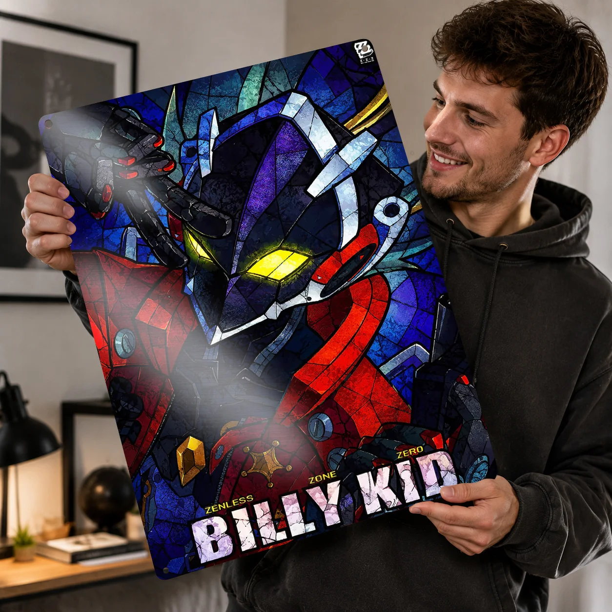 Zenless Zone Zero Billy Kid Robot Personalized 3D Textured Metal Poster Wall Art Vintage Tin Signs for Custom Plate Decor Room
