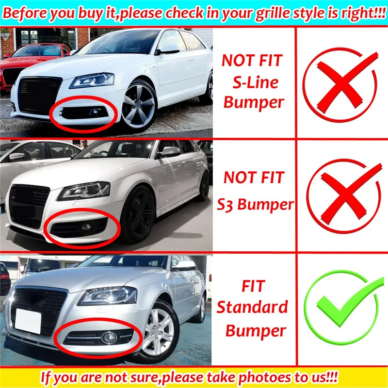 

1 пара переднего бампера автомобиля, сетчатая решетка противотуманных фар для Audi A3 8P 2009-2013 8P 0807682 D Накладки на решетку противотуманных фар в форме сот — L48A