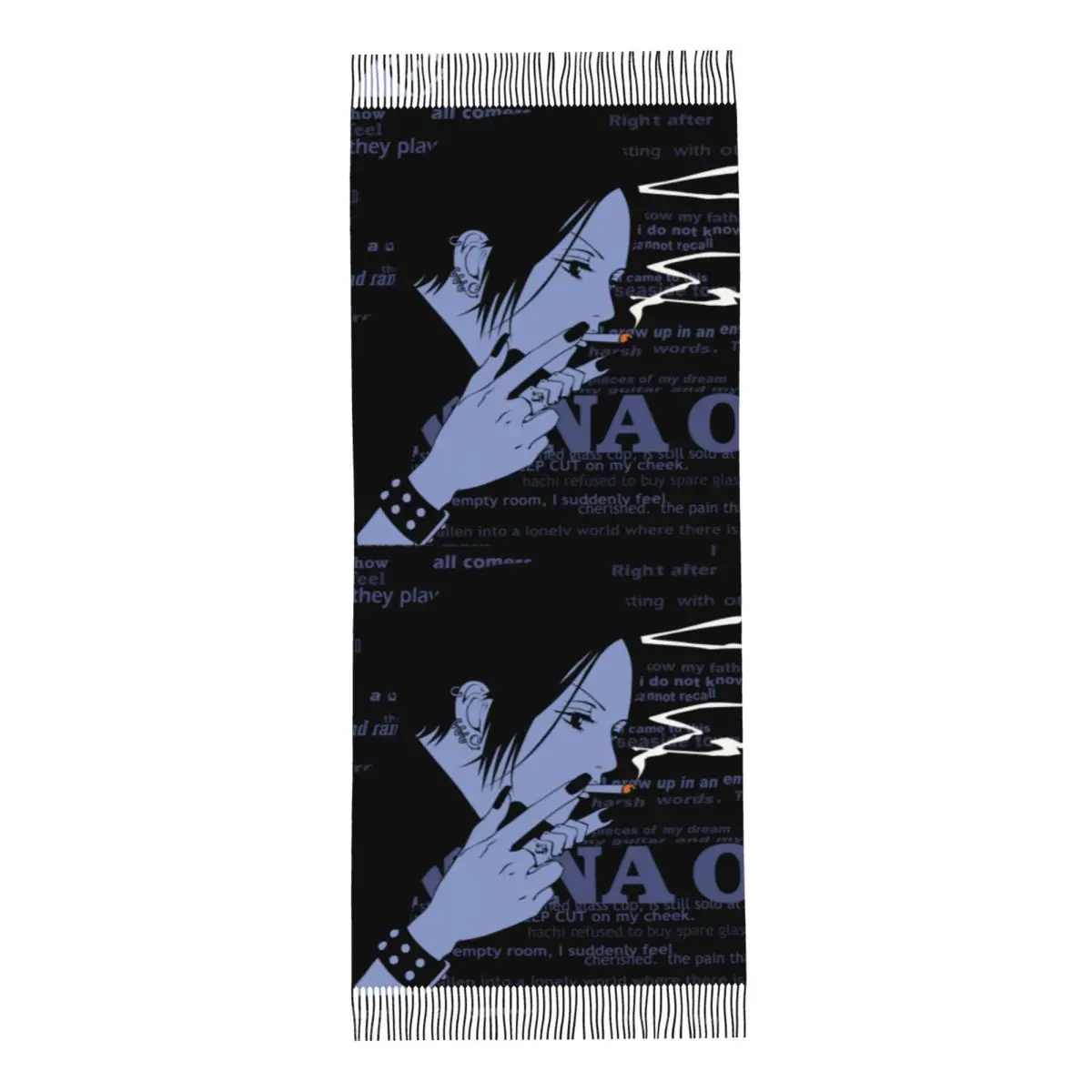 وشاح نسائي مع شرابة نانا أوساكي أنيمي الأحجار السوداء الشرير مانغا (3) طويل ناعم دافئ شال التفاف الهدايا أوشحة الباشمينا