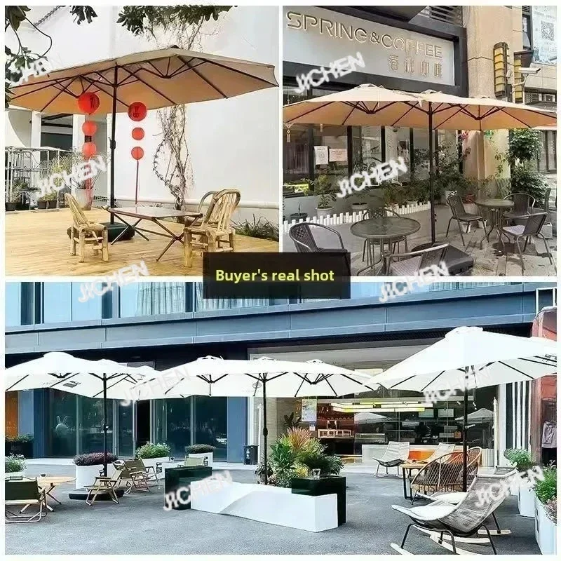 

TTJQ HS уличный зонт для патио, садовая терраса, вилла, солнцезащитный козырек, зонт с тремя головками, большой центральный зонт, киоск, коммерческий P