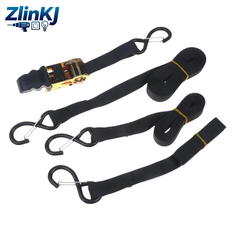 Heavy Duty Ratchet Lashing Belt 25mm Adjustable Car Tie Down Strap 2/3/5M for Motorcycle Luggage Cargo Transport Trip