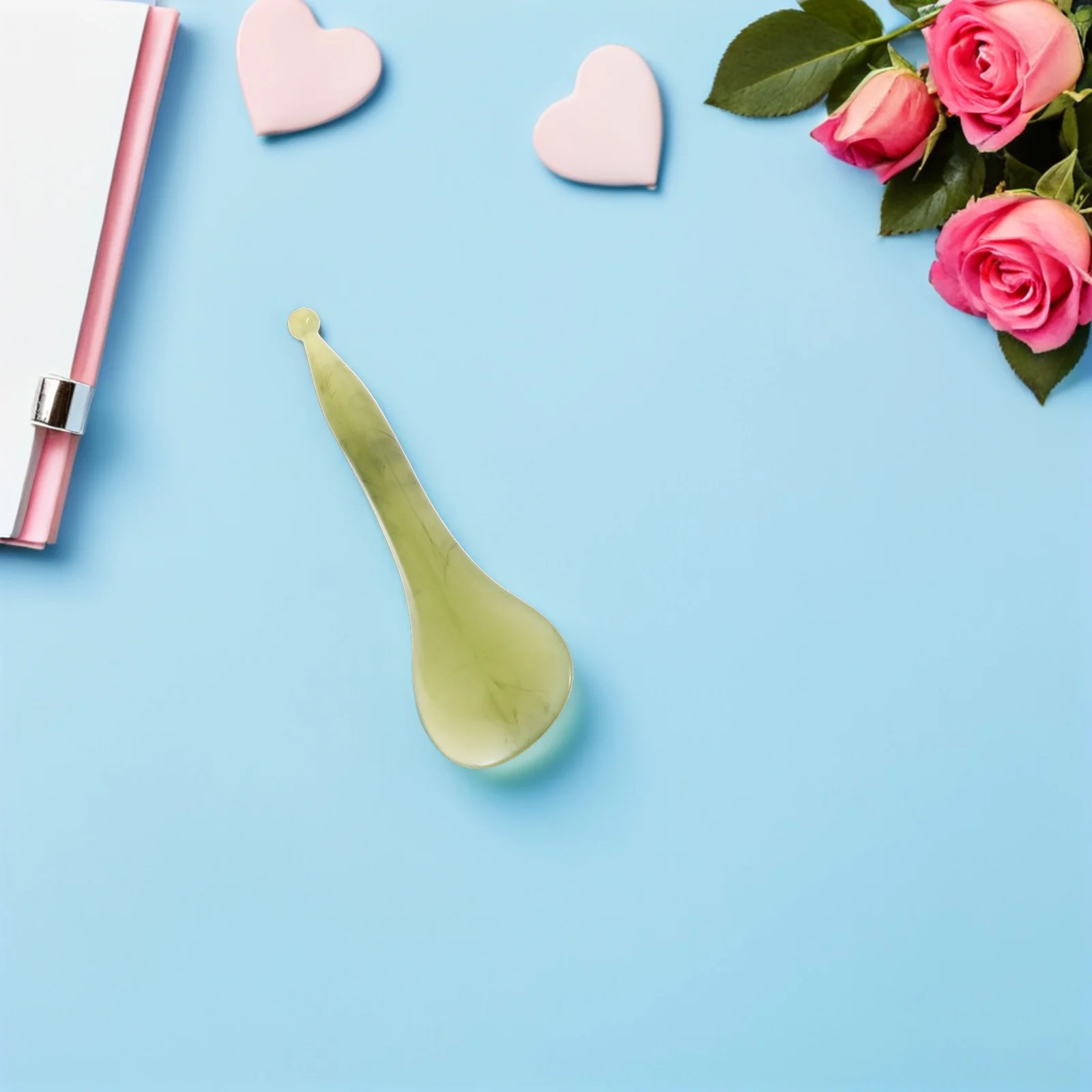 أداة كشط الوجه من حجر اليشم الطبيعي للوجه للعناية بالبشرة مدلك الوجه أداة تجميل للاسترخاء الصحي #2