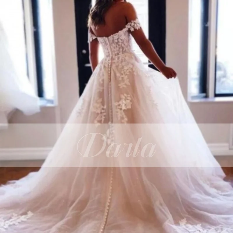 Morden renda tule vestido de baile casamento querida sem mangas vestido de noiva floral impressão flores apliques personalizado