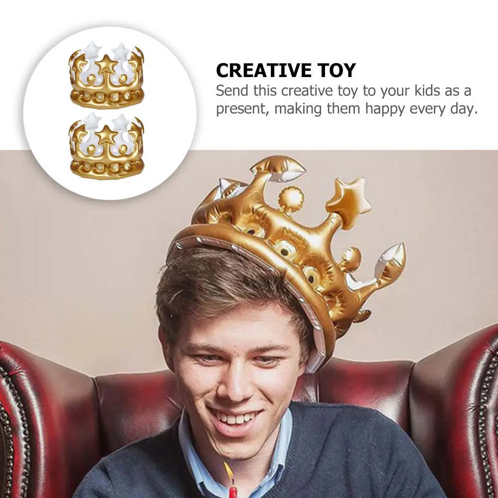 6Pcs Inflatable Crown Birthday Party Comfortable Multipurpose Photo Prop Cosplay Decorative Accessory