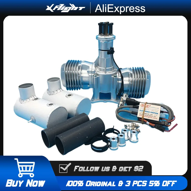 

DLE170 Twin Cylinder RC Gas Engine 170cc 2-Stroke Side Exhaust Air-Cooled Giant Scale Model Aircraft Power System