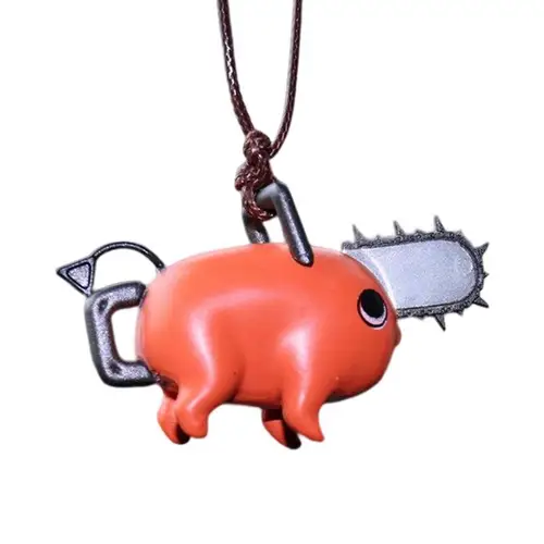 Imagen 2 del producto Colgante de coche práctico Pochita motosierra cachorro espejo retrovisor decoración Interior colgante forma de cachorro Mini cachorro coche colgante juguete