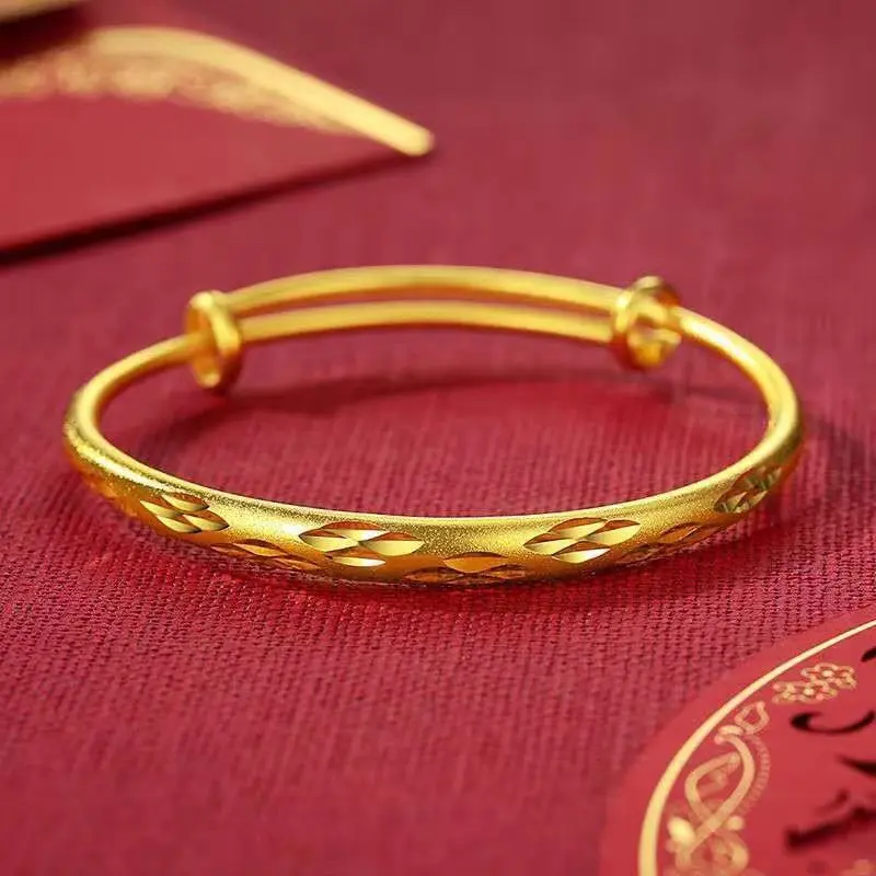 

18K gold bracelet star car flower round belly push-pull bracelet AU750 bracelet ladies temperament fashion frosted