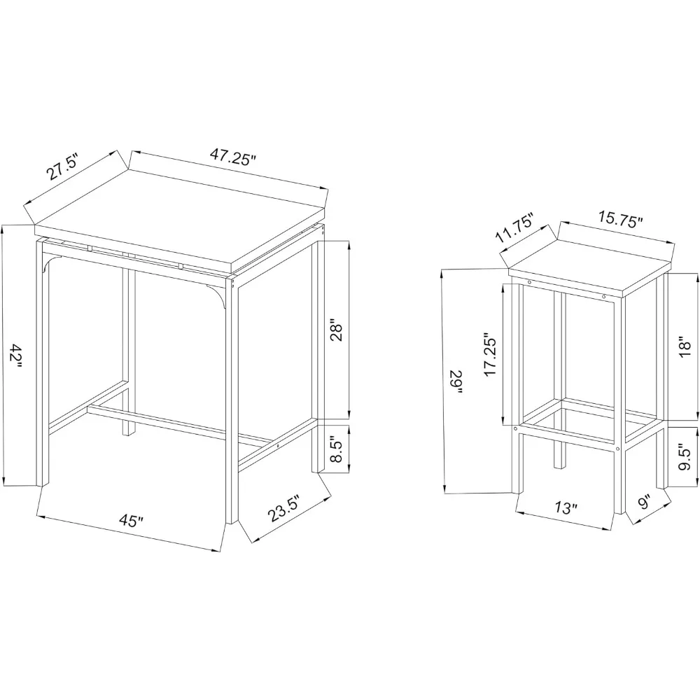 Five-piece Bar Table and Chair Set, Distressed Wood Tabletop, Metal Legs, Backless Bar Stools, Country Style