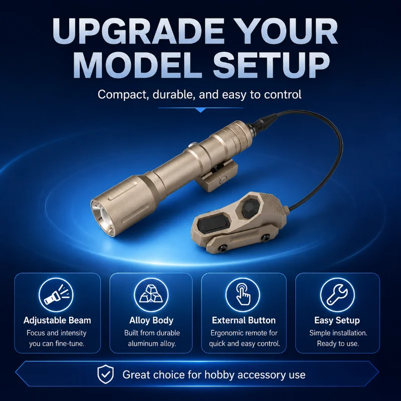 Small Beam Adjustable Alloy Flashlight with External Control Button - Hobby Spare Fittings