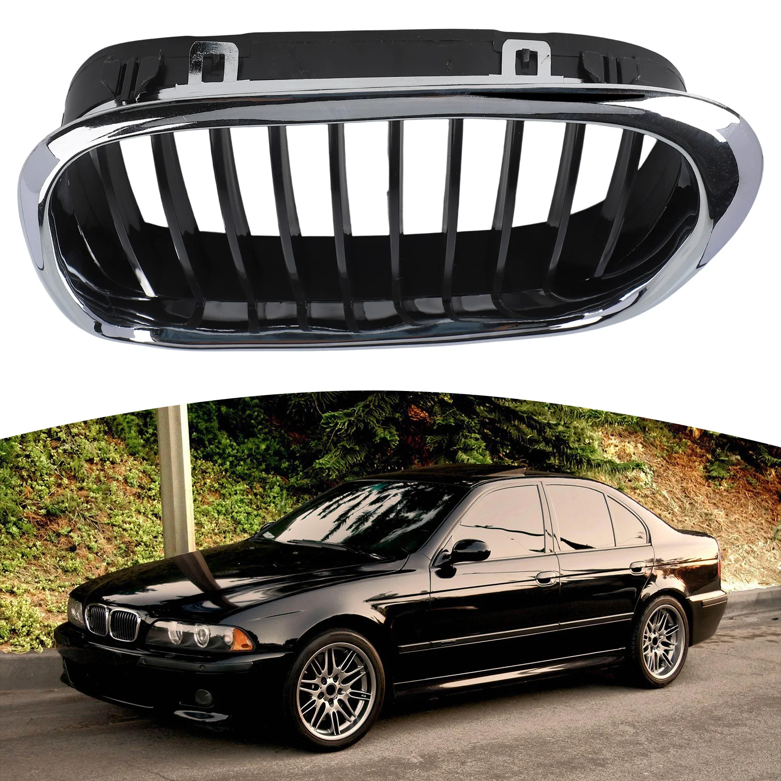 شبكة الكلى الأمامية لسيارات BMW لـ E39 (1997 2003) OEM Fit مصممة لمتانة ويعزز تدفق الهواء والناقل الجمالي