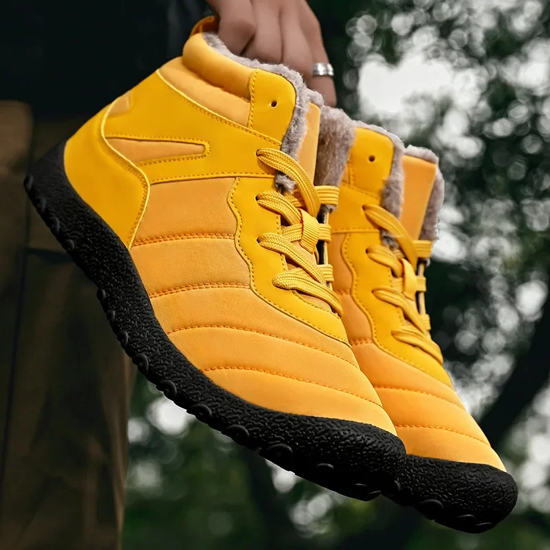 

2025Зимние толстые плюшевые теплые ботинки для мужчин, уличные дышащие удобные уютные зимние ботинки, мужские ветрозащитные короткие ботинки