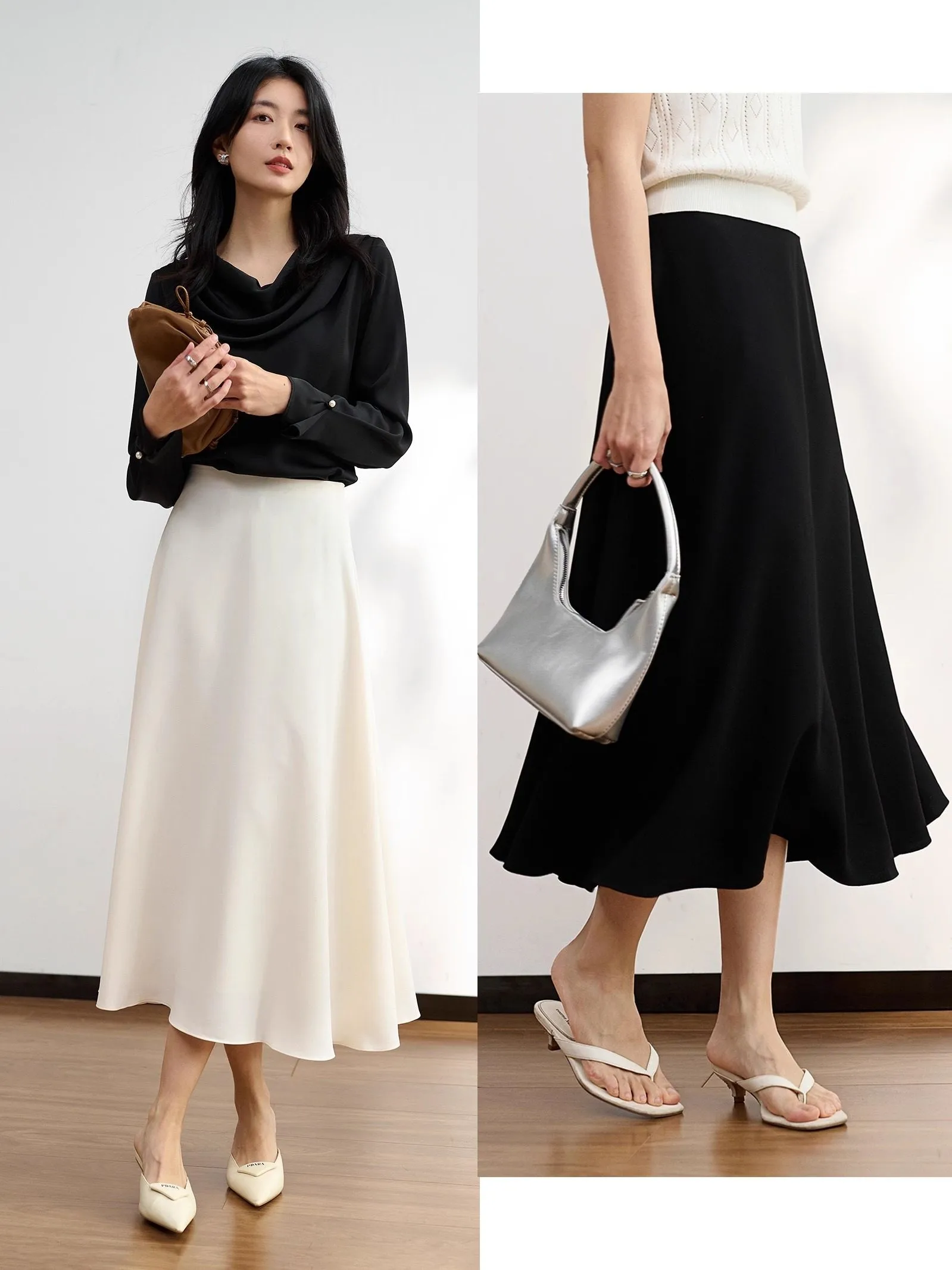 

Юбка Ele Hepburn в стиле А-силуэта с высокой талией, миди, летняя, повседневная, однотонная, женская, стандартный крой