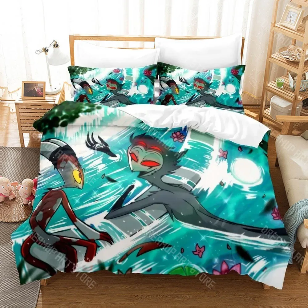 3D Printed Loona Hazbin Hotel Helluva Boss Bedding Set for Boys Girls Duvet Cover Twin Queen King Full Single Double Sizes
