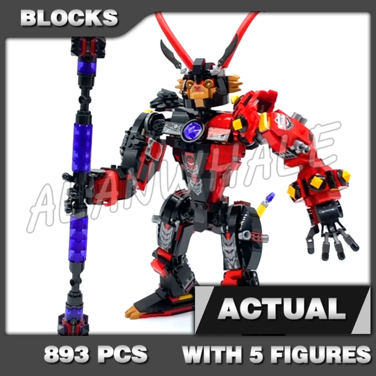 

893 шт. Monkie Kid Evil Macaque's Mech Rumble Golden Cudgel китайская легенда 86993 строительные блоки игрушки, совместимые с моделью