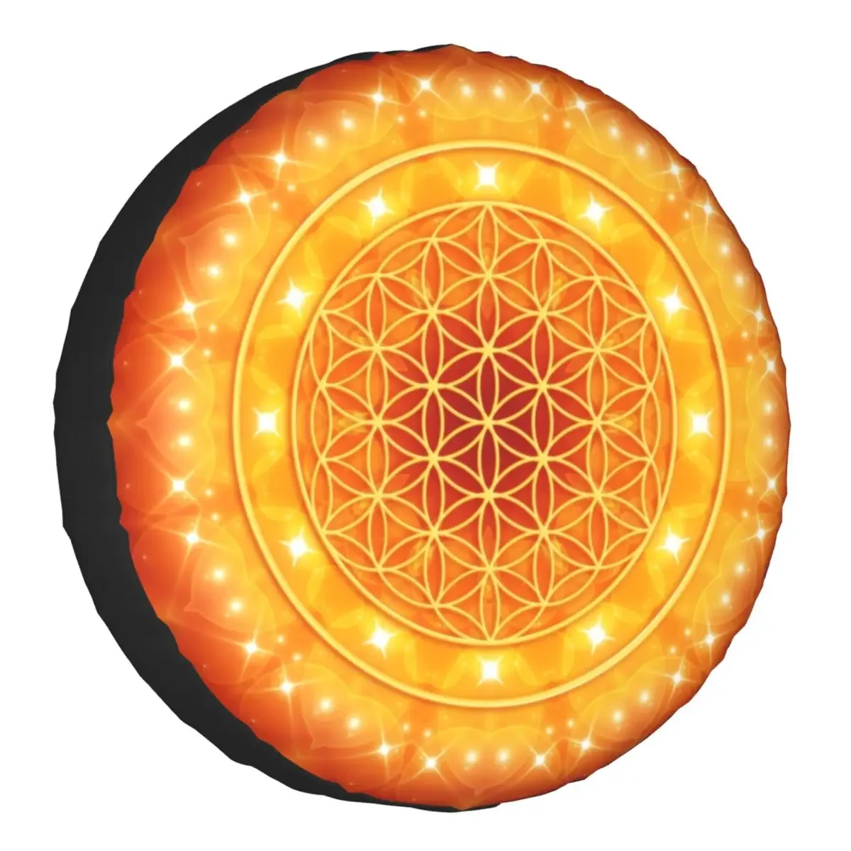 Flower Of Life Golden Light Energy Spare Wheel Tire Cover for Toyota Mandala Jeep RV SUV Vehicle Accessories 14