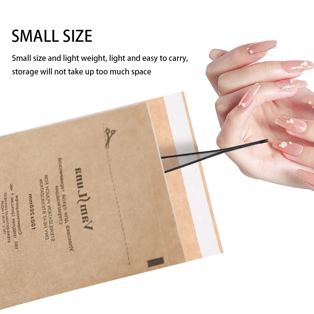 50 шт. самозапечатывающийся мешок для сухой стерилизации тепла, автоклав, крафт-бумага, чистящий мешок для стоматологических инструментов и принадлежностей для дизайна ногтей, 100x200 мм