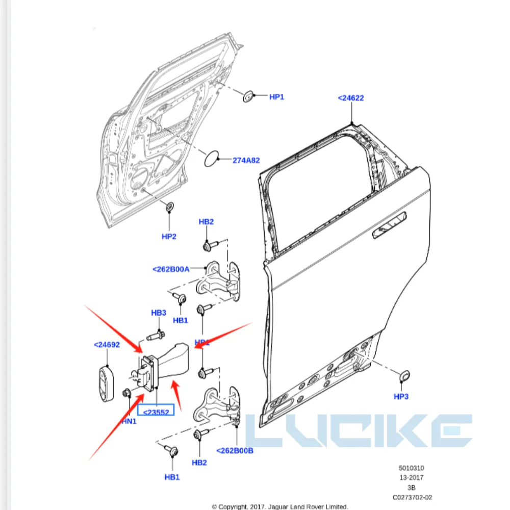 Подходит для Land Rover Star Pulse Jaguar F-PACE, ограничитель задней двери LR091727.