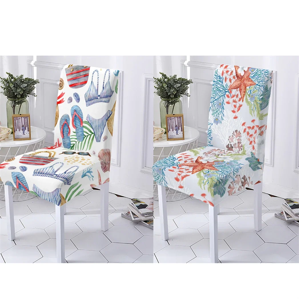 Ocean Animal Style Office Chair Cover Stretch Chairs Covers Kitchen Chair Cover Plant Coral Pattern Chairs Case Home Stuhlbezug