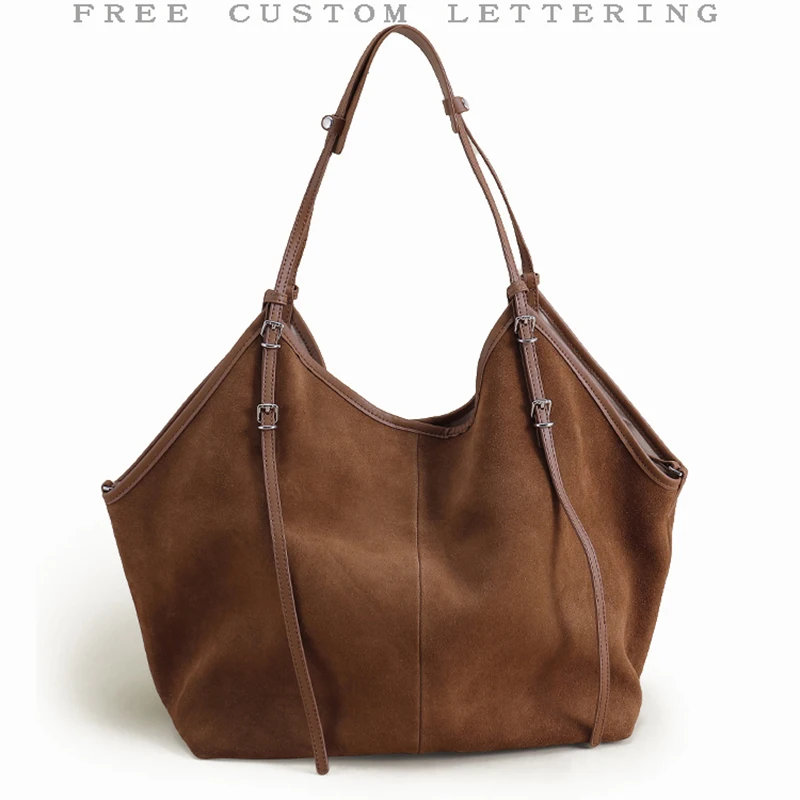 

Suede Women's Tote Bag 2025 Autumn and Winter New Niche Design Large Capacity Slack Commuter Vintage Handle Shoulder Bag