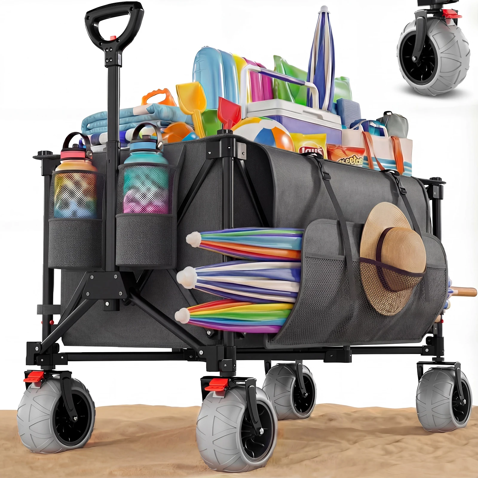 Devoko 200 L extra grote camping-vouwwagen met 200 kg laadvermogen, off-road transportkar voor de tuin ﻿ - afbeelding 1