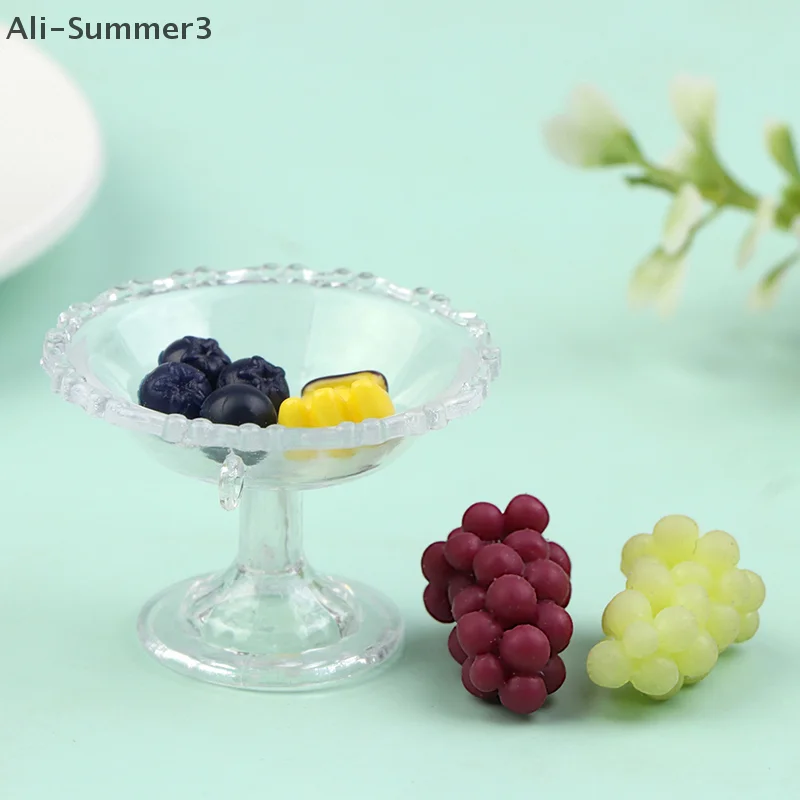 1 conjunto 1:12 casa de bonecas em miniatura sobremesa pan bolo suporte bandeja frutas com simulação frutas ornamento modelo casa decoração brinquedo