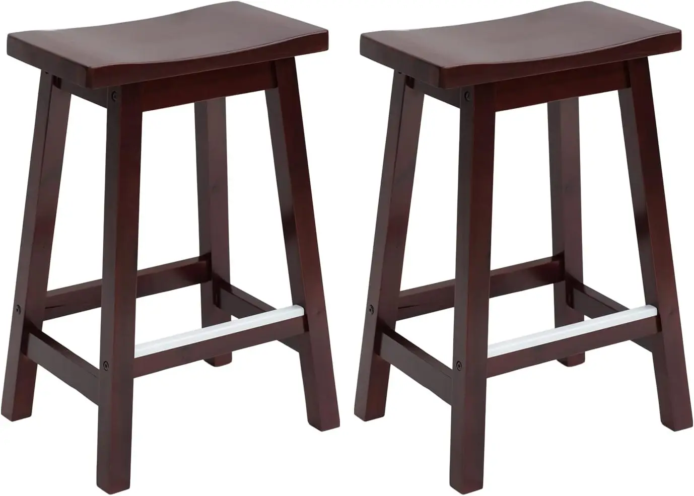 

Bar Stools Set Of 2 For Kitchen Counter Solid Wooden Stools 24-Inch Height Home Furniture Barstool, Brown