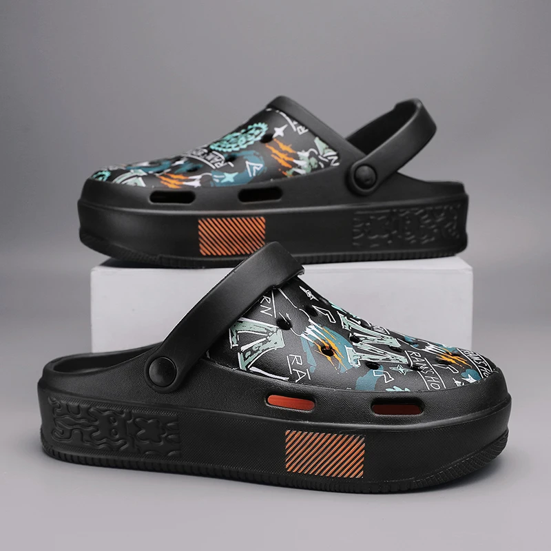 

Сандалии мужские из ЭВА, повседневная обувь на плоской подошве, клоги, для дома, сада, улицы, пляжа, тапочки двойного назначения, лето 2023