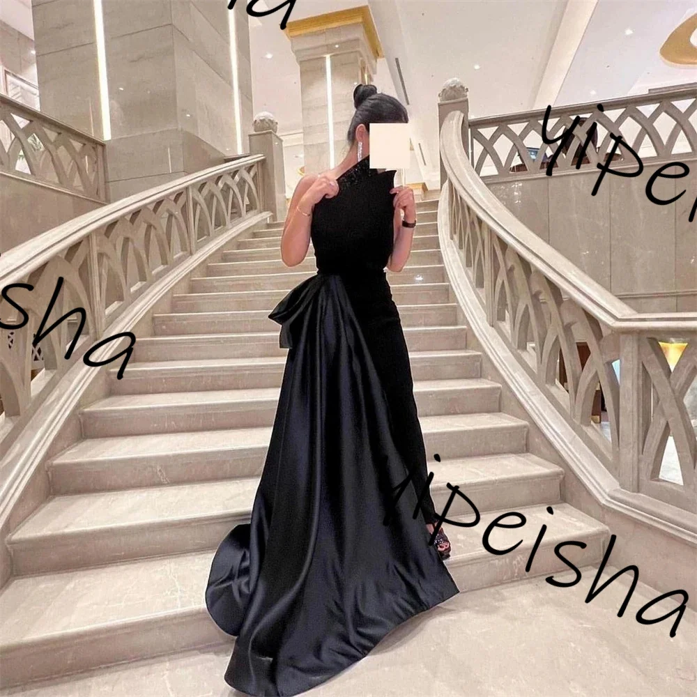 YIpeisha 2024 Fashion Prom Dresses Black Strapless Celebrity Draped Satin Occasion Luxury Evening Gown birthday dress